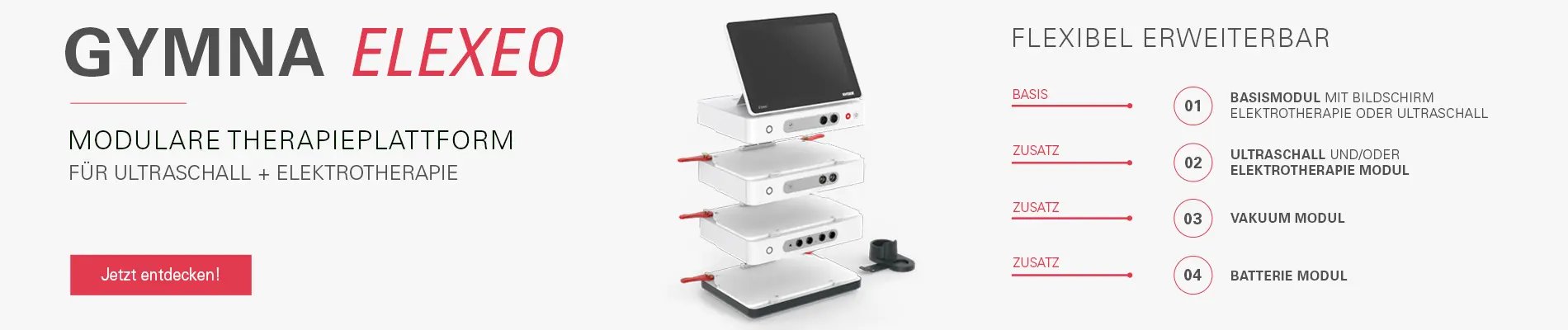 Aktionsbanner: Gymna Elexeo Modulare Therapieplattform f?r Ultraschall und Elekt